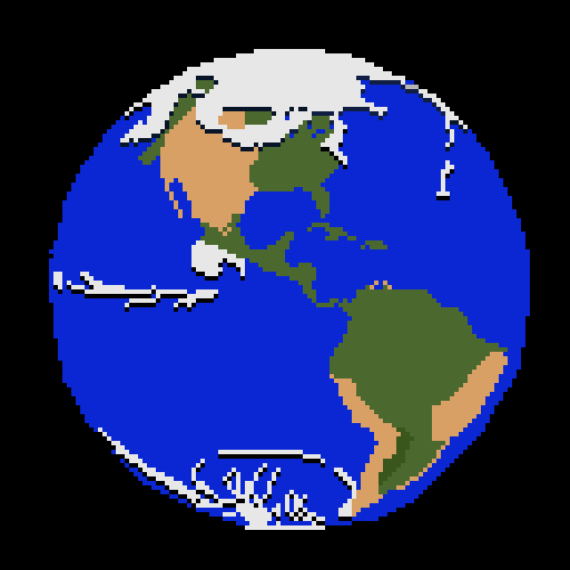 A pixel-art picture of the earth