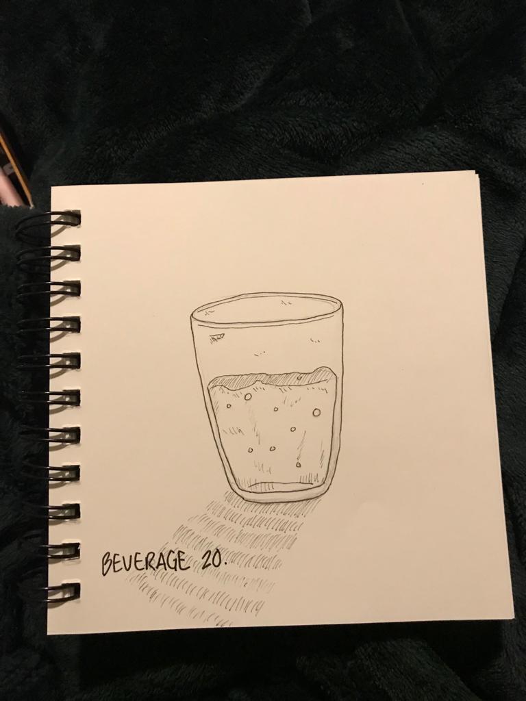 A drawing of a cup of water