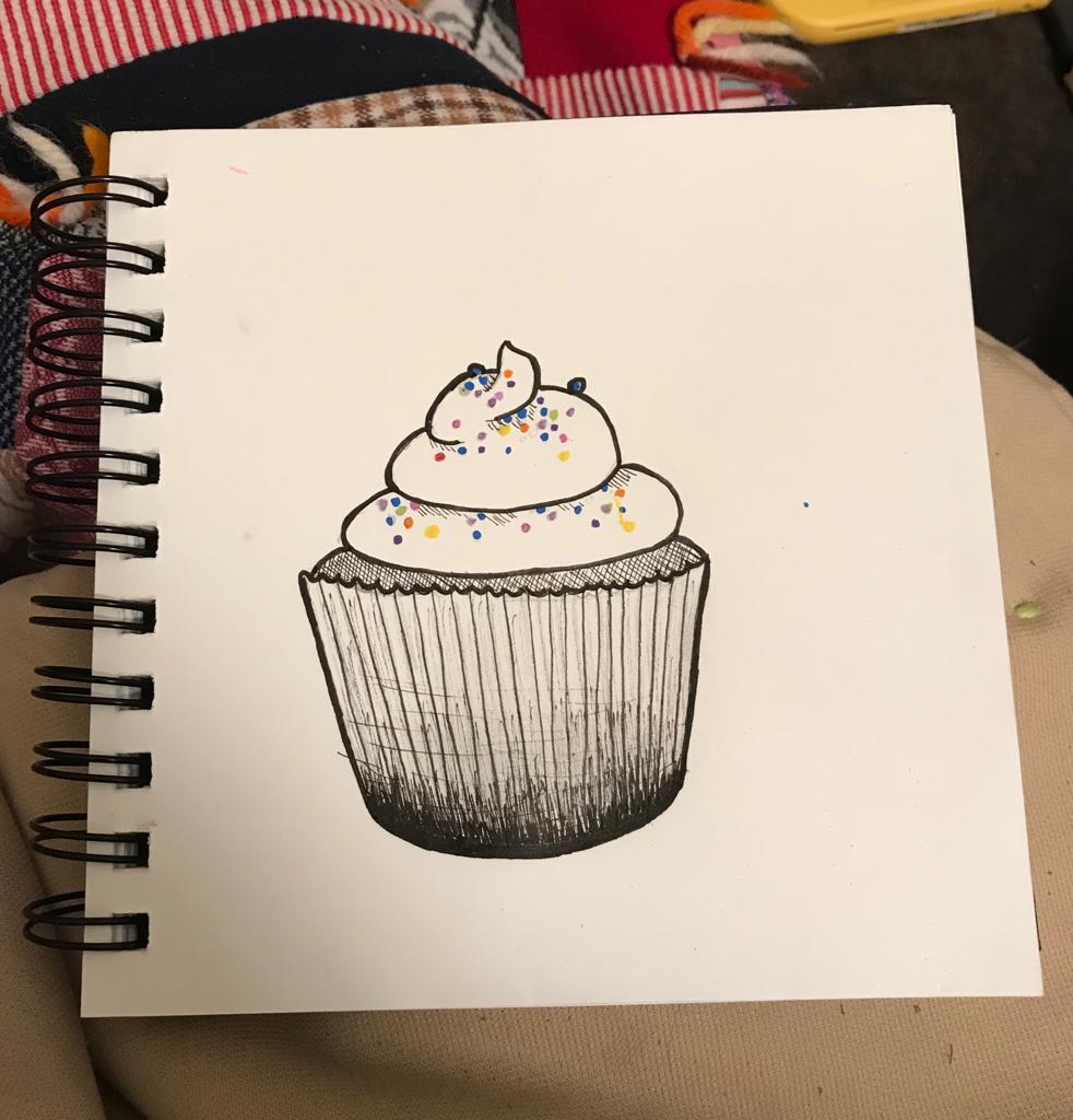 A cupcake with sprinkles