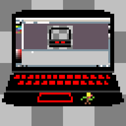 A pixel art picture of my laptop, with Asperite open.